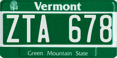 VT license plate ZTA678