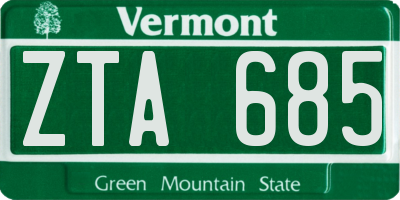 VT license plate ZTA685