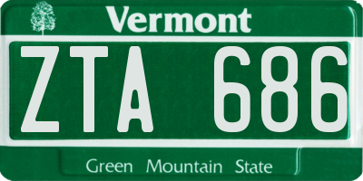 VT license plate ZTA686