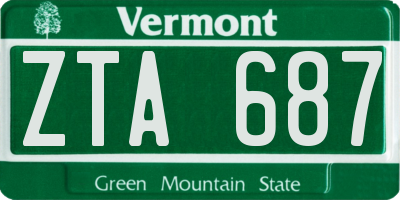 VT license plate ZTA687