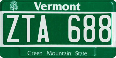 VT license plate ZTA688