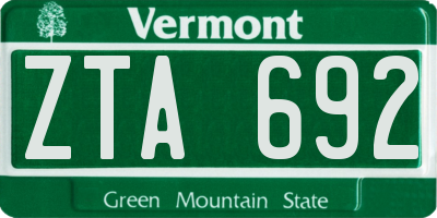 VT license plate ZTA692