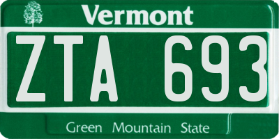 VT license plate ZTA693