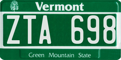 VT license plate ZTA698