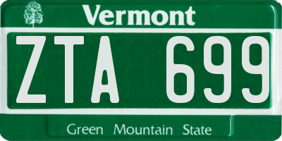VT license plate ZTA699