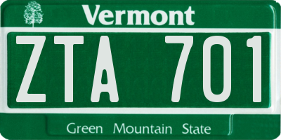 VT license plate ZTA701