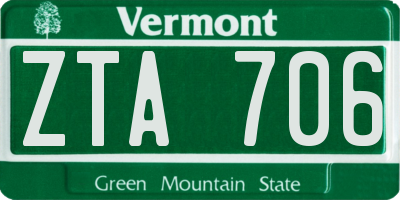VT license plate ZTA706