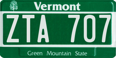 VT license plate ZTA707