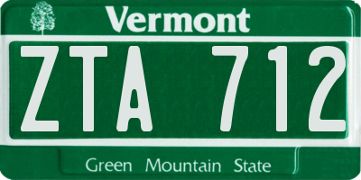 VT license plate ZTA712
