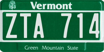 VT license plate ZTA714