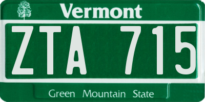VT license plate ZTA715