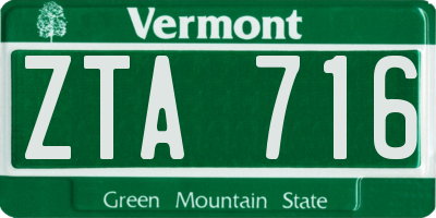 VT license plate ZTA716
