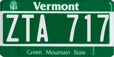 VT license plate ZTA717
