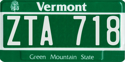 VT license plate ZTA718