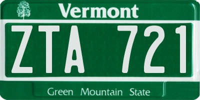 VT license plate ZTA721