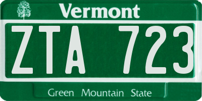 VT license plate ZTA723