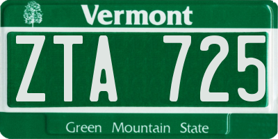VT license plate ZTA725