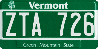 VT license plate ZTA726