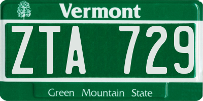 VT license plate ZTA729
