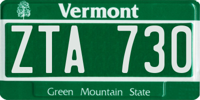 VT license plate ZTA730
