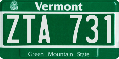 VT license plate ZTA731