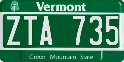 VT license plate ZTA735