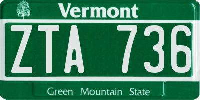 VT license plate ZTA736
