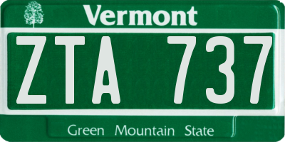 VT license plate ZTA737