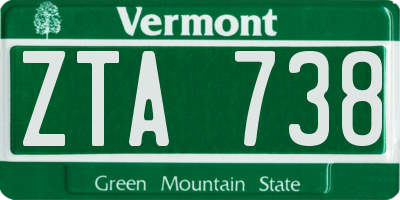 VT license plate ZTA738