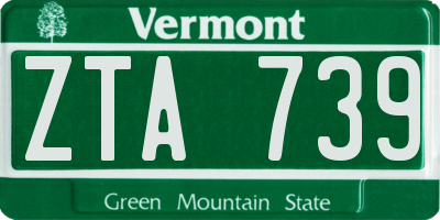 VT license plate ZTA739