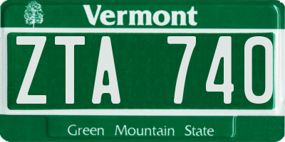 VT license plate ZTA740