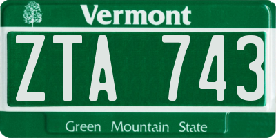 VT license plate ZTA743