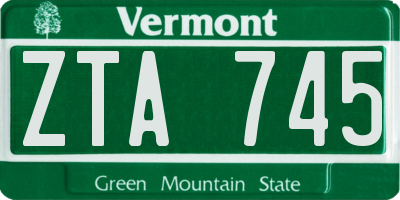 VT license plate ZTA745