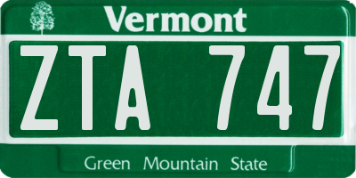 VT license plate ZTA747