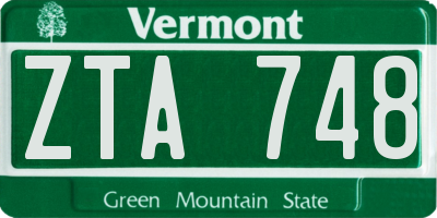 VT license plate ZTA748