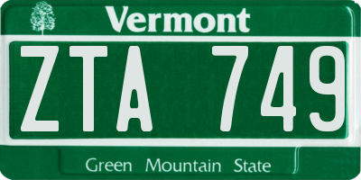 VT license plate ZTA749
