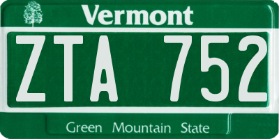 VT license plate ZTA752