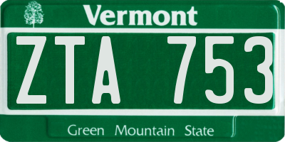 VT license plate ZTA753