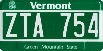VT license plate ZTA754