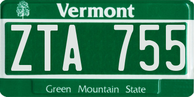 VT license plate ZTA755
