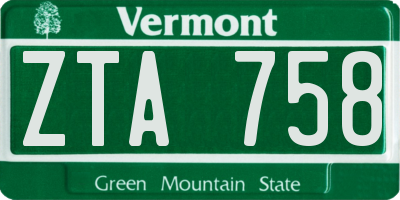 VT license plate ZTA758