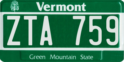 VT license plate ZTA759