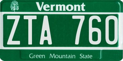 VT license plate ZTA760