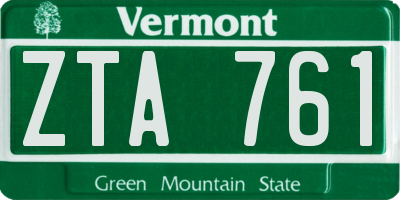 VT license plate ZTA761