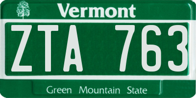 VT license plate ZTA763