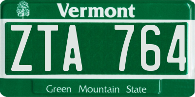VT license plate ZTA764