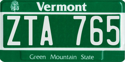 VT license plate ZTA765