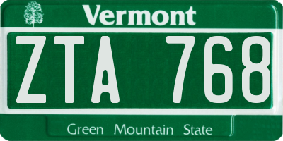 VT license plate ZTA768