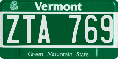 VT license plate ZTA769