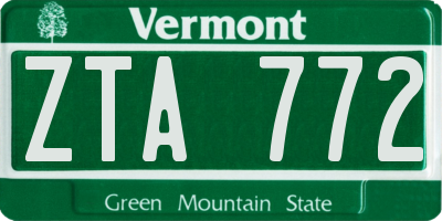 VT license plate ZTA772